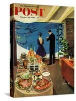 "Snow Buffet Party," Saturday Evening Post Cover, February 20, 1960-Thornton Utz-Stretched Canvas