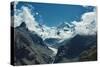 Snow Capped Alpine Mountains. Trek near Matterhorn Mount. View of the Mountain and Valley of a Moun-vitaliymateha-Stretched Canvas