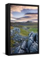 Snow Capped Ingleborough from Limestone Pavements on Twistleton Scar, Yorkshire Dales National Park-Adam Burton-Framed Stretched Canvas