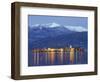 Snow Capped Mountains Above Isola Superiore, Borromean Islands on Lake Maggiore, Piedmont, Italy-Christian Kober-Framed Photographic Print