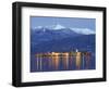 Snow Capped Mountains Above Isola Superiore, Borromean Islands on Lake Maggiore, Piedmont, Italy-Christian Kober-Framed Photographic Print