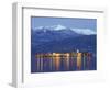 Snow Capped Mountains Above Isola Superiore, Borromean Islands on Lake Maggiore, Piedmont, Italy-Christian Kober-Framed Photographic Print