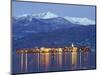 Snow Capped Mountains Above Isola Superiore, Borromean Islands on Lake Maggiore, Piedmont, Italy-Christian Kober-Mounted Photographic Print