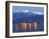 Snow Capped Mountains Above Isola Superiore, Borromean Islands on Lake Maggiore, Piedmont, Italy-Christian Kober-Framed Photographic Print