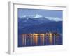 Snow Capped Mountains Above Isola Superiore, Borromean Islands on Lake Maggiore, Piedmont, Italy-Christian Kober-Framed Photographic Print