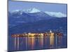 Snow Capped Mountains Above Isola Superiore, Borromean Islands on Lake Maggiore, Piedmont, Italy-Christian Kober-Mounted Photographic Print