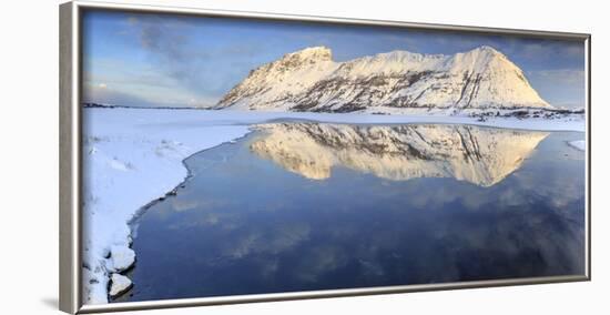 Snow Capped Mountains Reflected in Steiropollen Lake at Sunrise-Roberto Moiola-Framed Photographic Print