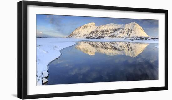 Snow Capped Mountains Reflected in Steiropollen Lake at Sunrise-Roberto Moiola-Framed Photographic Print