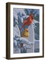 Snow Cardinals-Jeffrey Hoff-Framed Giclee Print