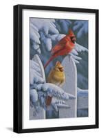 Snow Cardinals-Jeffrey Hoff-Framed Giclee Print