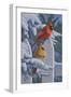 Snow Cardinals-Jeffrey Hoff-Framed Giclee Print