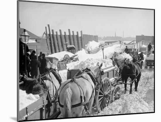 Snow Carts at the River after a Blizzard, New York-null-Mounted Photo