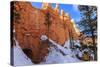 Snow Clearing Equipment at a Tunnel Through Sunlit Red Rock in Winter-Eleanor Scriven-Stretched Canvas