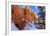 Snow Clearing Equipment at a Tunnel Through Sunlit Red Rock in Winter-Eleanor Scriven-Framed Photographic Print