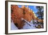 Snow Clearing Equipment at a Tunnel Through Sunlit Red Rock in Winter-Eleanor Scriven-Framed Photographic Print