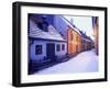 Snow Covered 16th Century Cottages of Golden Lane in Winter Twilight, Hradcany, Czech Republic-Richard Nebesky-Framed Photographic Print