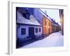 Snow Covered 16th Century Cottages of Golden Lane in Winter Twilight, Hradcany, Czech Republic-Richard Nebesky-Framed Photographic Print