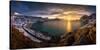 Snow covered beach at sunset, Vikbukta Bay, Vik Beach, Haukland Beach, Vestvagoya, Lofoten, Nord...-null-Stretched Canvas