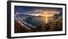 Snow covered beach at sunset, Vikbukta Bay, Vik Beach, Haukland Beach, Vestvagoya, Lofoten, Nord...-null-Framed Photographic Print