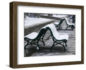 Snow Covered Benches, Place Victor Hugo, Grenoble, Isere, French Alps, France-Walter Bibikow-Framed Photographic Print