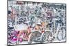 Snow covered bicycles, Copenhagen, Denmark, Scandinavia-Paul Porter-Mounted Photographic Print