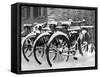Snow-Covered Bicycles-Fred Musto-Framed Stretched Canvas