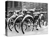 Snow-Covered Bicycles-Fred Musto-Stretched Canvas