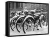 Snow-Covered Bicycles-Fred Musto-Framed Stretched Canvas