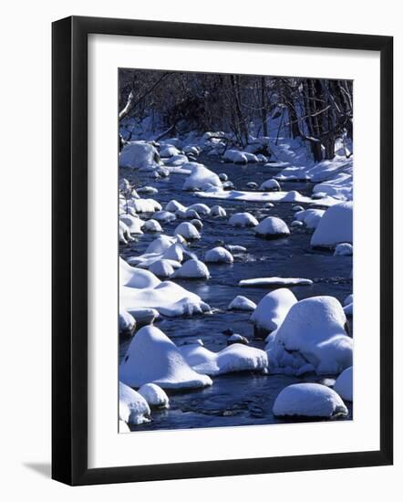 Snow covered boulders along the Hughes River, Shenandoah National Park, Virginia, USA-Charles Gurche-Framed Photographic Print