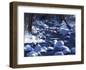 Snow covered boulders along the Hughes River, Shenandoah National Park, Virginia, USA-Charles Gurche-Framed Photographic Print