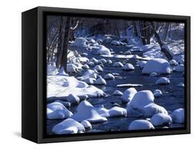 Snow covered boulders along the Hughes River, Shenandoah National Park, Virginia, USA-Charles Gurche-Framed Stretched Canvas