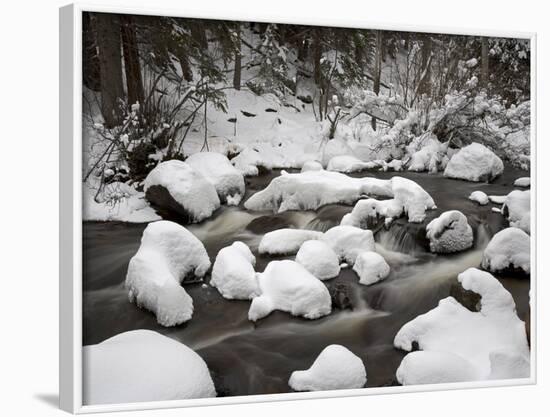 Snow-Covered Boulders and Flowing Creek, Glacier Creek, Rocky Mountain National Park, Colorado, USA-James Hager-Framed Photographic Print