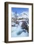 Snow covered Buachaille Etive Mor and the River Coupall, Glen Etive, Rannoch Moor, Glencoe-Neale Clark-Framed Photographic Print