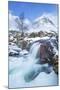 Snow covered Buachaille Etive Mor and the River Coupall, Glen Etive, Rannoch Moor, Glencoe-Neale Clark-Mounted Photographic Print