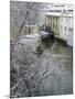 Snow-Covered Certovka Canal and Water Wheel at Kampa Island, Czech Republic, Europe-Richard Nebesky-Mounted Photographic Print