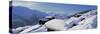 Snow Covered Chapel and Chalets Swiss Alps Switzerland-null-Stretched Canvas