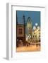 Snow-Covered Christmas Decorated Lamps and Gothic Town Hall-Richard Nebesky-Framed Photographic Print