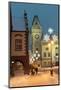 Snow-Covered Christmas Decorated Lamps and Gothic Town Hall-Richard Nebesky-Mounted Photographic Print