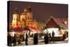 Snow-Covered Christmas Market and Baroque St. Nicholas Church-Richard Nebesky-Stretched Canvas