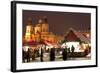 Snow-Covered Christmas Market and Baroque St. Nicholas Church-Richard Nebesky-Framed Photographic Print