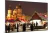 Snow-Covered Christmas Market and Baroque St. Nicholas Church-Richard Nebesky-Mounted Photographic Print