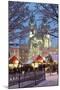 Snow-Covered Christmas Market and Tyn Church, Old Town Square, Prague, Czech Republic, Europe-Richard Nebesky-Mounted Photographic Print