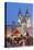 Snow-Covered Christmas Market and Tyn Church, Old Town Square, Prague, Czech Republic, Europe-Richard Nebesky-Stretched Canvas