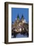 Snow-Covered Christmas Market and Tyn Church, Old Town Square, Prague, Czech Republic, Europe-Richard Nebesky-Framed Photographic Print