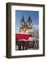 Snow-Covered Christmas Market and Tyn Church, Old Town Square, Prague, Czech Republic, Europe-Richard Nebesky-Framed Photographic Print