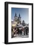 Snow-Covered Christmas Market and Tyn Church, Old Town Square, Prague, Czech Republic, Europe-Richard Nebesky-Framed Photographic Print