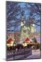 Snow-Covered Christmas Market and Tyn Church, Old Town Square, Prague, Czech Republic, Europe-Richard Nebesky-Mounted Photographic Print