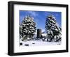 Snow Covered Church and Cemetery-Ashley Cooper-Framed Photographic Print