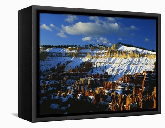 Snow Covered Cliffs and Hoodoos, Bryce Canyon National Park, Colorado Plateau, Utah, USA-Scott T. Smith-Framed Stretched Canvas