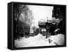 Snow Covered Exterior of Grand Opera House at Elm Place and Fulton St. During Blizzard of 1888-Wallace G^ Levison-Framed Stretched Canvas